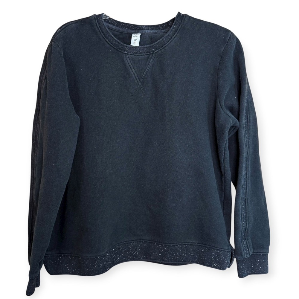 FatFace Athleisure Sweatshirt Medium Black‎ Cotton Blend Pullover Sparkle Trim